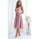 Rochie eleganta midi, roz pal, in clos, cu volane pe bust, retro, FalbanaW 2 - jojofashion.ro