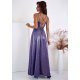 Rochie lunga din glitter violet cu reflexii cu bust tip corset ValeriaLux 3 - jojofashion.ro