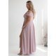 Rochie lunga eleganta glitter roz pal cu umerii goi ValentinaLux 5 - jojofashion.ro