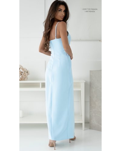 Rochie lunga, mulata, baby blue, crapata pe picior, KeliWW Rochii lungi, Rochie lunga, mulata, baby blue, crapata pe picior, KeliWW - jojofashion.ro