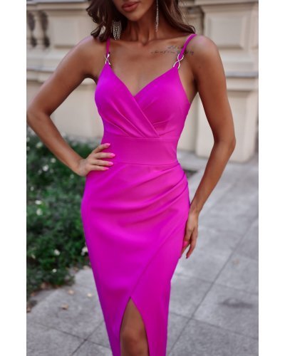 Rochie lunga, mulata, roz fucsia, crapata pe picior, KeliWW Rochii lungi, Rochie lunga, mulata, roz fucsia, crapata pe picior, KeliWW - jojofashion.ro