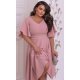 Rochie marime mare eleganta midi, bumbac, roz pudra, cu maneca clopot, retro, LunaXXL 2 - jojofashion.ro