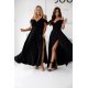 Rochie de ocazie eleganta lunga neagra din bumbac cu umerii goi ValentinaW 4 - jojofashion.ro