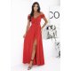 Rochie rosie eleganta lunga cu umeri goi si paiete Valentina2 2 - jojofashion.ro