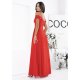 Rochie rosie eleganta lunga cu umeri goi si paiete Valentina2 3 - jojofashion.ro