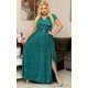 Rochie lunga verde din bumbac cu glitter crapata pe picior AmandaW Rochie lunga verde din bumbac cu glitter crapata pe picior AmandaW 2 - jojofashion.ro