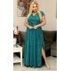 Rochie lunga verde din bumbac cu glitter crapata pe picior AmandaW Rochie lunga verde din bumbac cu glitter crapata pe picior AmandaW 4 - jojofashion.ro