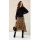Fusta eleganta midi din voal, animal print leopard, vaporoasa, cu volane, EBBA 2 - jojofashion.ro