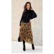 Fusta eleganta midi din voal, animal print leopard, vaporoasa, cu volane, EBBA 3 - jojofashion.ro