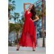 Rochie lunga rosie din voal asimetrica vaporoasa si petrecuta Fiona 4 - jojofashion.ro