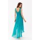 Rochie lunga din voal turcoaz vaporoasa asimetrica si petrecuta Fiona 4 - jojofashion.ro