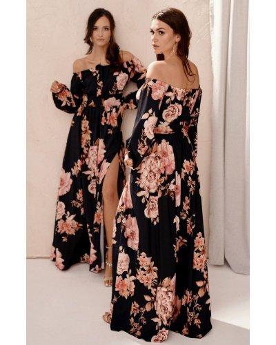 Rochie lunga de vara vaporoasa cu flori cu maneca lunga si umeri goi Blanca Rochie lunga de vara vaporoasa cu flori cu maneca lunga si umeri goi Blanca - jojofashion.ro