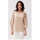 Bluza dama eleganta, din satin, bej, cu floare, GianaR Bluza dama eleganta, din satin, bej, cu floare, GianaR 2 - jojofashion.ro