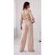 Bluza dama eleganta, din satin, bej, cu floare, GianaR Bluza dama eleganta, din satin, bej, cu floare, GianaR 5 - jojofashion.ro