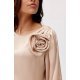 Bluza dama eleganta, din satin, bej, cu floare, GianaR Bluza dama eleganta, din satin, bej, cu floare, GianaR 6 - jojofashion.ro