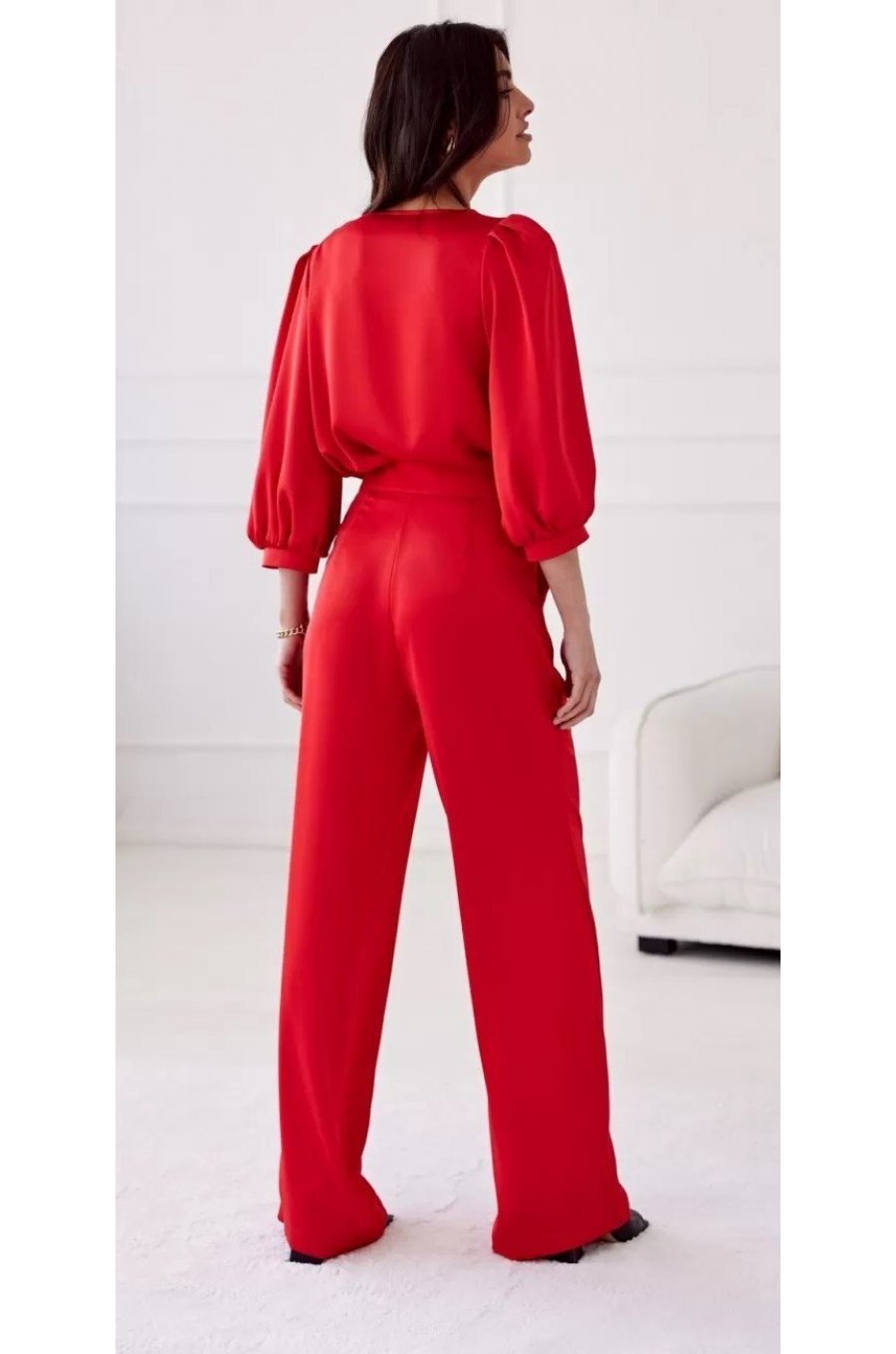 Bluza dama cu floare, din satin, rosie, GianaR Bluza dama cu floare, din satin, rosie, GianaR 4 - jojofashion.ro