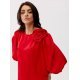 Bluza dama cu floare, din satin, rosie, GianaR Bluza dama cu floare, din satin, rosie, GianaR 6 - jojofashion.ro