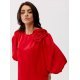 Bluza dama cu floare, din satin, rosie, GianaR 6 - jojofashion.ro