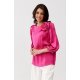 Bluza dama eleganta, din satin, roz fucsia, cu floare, GianaR 2 - jojofashion.ro