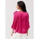 Bluza dama eleganta, din satin, roz fucsia, cu floare, GianaR 3 - jojofashion.ro