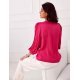 Bluza dama eleganta, din satin, roz fucsia, cu floare, GianaR 5 - jojofashion.ro