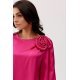 Bluza dama eleganta, din satin, roz fucsia, cu floare, GianaR 6 - jojofashion.ro