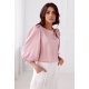 Bluza dama eleganta, din satin, roz pudra, cu floare, GianaR Bluza dama eleganta, din satin, roz pudra, cu floare, GianaR 4 - jojofashion.ro