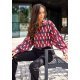 Camasa dama eleganta, burgundy cu print colorat, maneca larga, Sakima 3 - jojofashion.ro