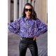 Camasa dama eleganta, mov, animal print, cu maneca larga, Sakima 2 - jojofashion.ro