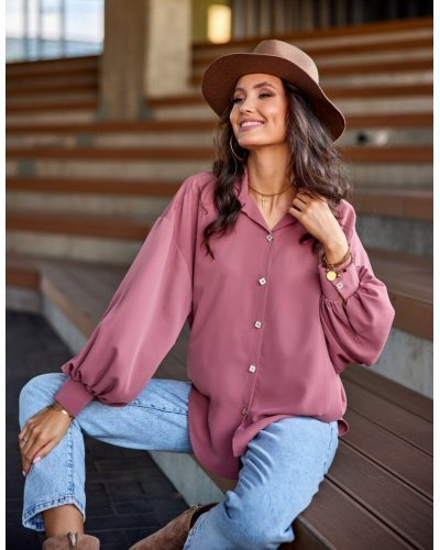 Camasi dama, Camasa dama oversize, lila, cu maneca lunga, Lilyth - jojofashion.ro