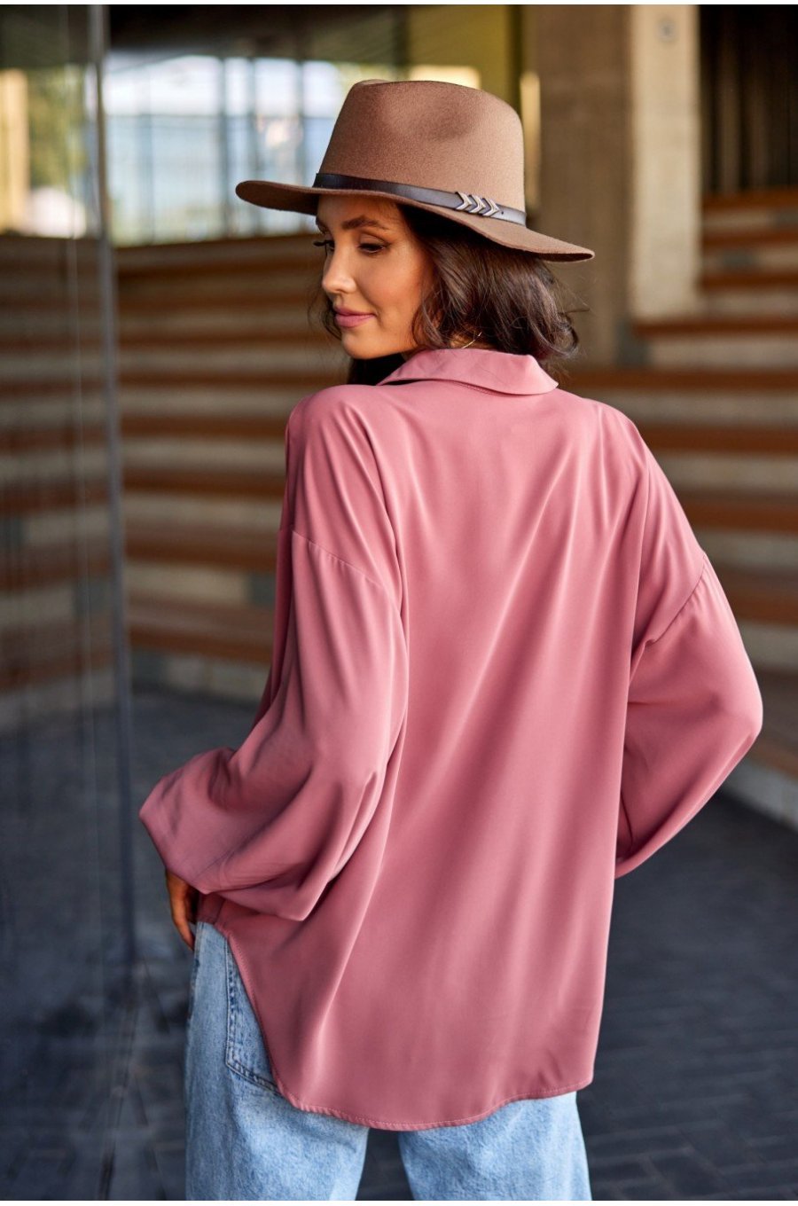 Camasa dama oversize, lila, cu maneca lunga, Lilyth Camasa dama oversize, lila, cu maneca lunga, Lilyth 2 - jojofashion.ro