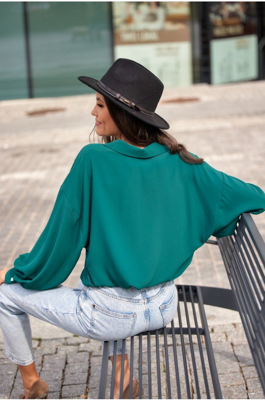 Camasa dama oversize, verde, cu maneca lunga, Lilyth Camasa dama oversize, verde, cu maneca lunga, Lilyth 2 - jojofashion.ro