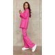 Pantaloni dama eleganti, evazati, roz cu dungi albe, cu talia inalta, Akella 6 - jojofashion.ro