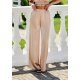 Pantaloni dama evazati, din satin, bej, cu elastic in talie, Tarifa 2 - jojofashion.ro
