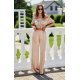 Pantaloni dama evazati, din satin, bej, cu elastic in talie, Tarifa 3 - jojofashion.ro