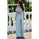 Pantaloni dama evazati, din satin, bleu menta, cu elastic in talie, Tarifa 4 - jojofashion.ro