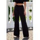 Pantaloni dama evazati, din satin, negri, cu elastic in talie, Tarifa 2 - jojofashion.ro