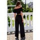 Pantaloni dama evazati, din satin, negri, cu elastic in talie, Tarifa 5 - jojofashion.ro