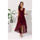 Rochie de ocazie lunga, din voal burgundy, asimetrica, vaporoasa, petrecuta, Fiona 4 - jojofashion.ro