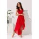 Rochie lunga rosie din voal asimetrica vaporoasa si petrecuta Fiona 2 - jojofashion.ro