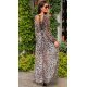 Rochie de vara lunga, voal animal print leopard, cu maneca lunga, vaporoasa, Anamaria 3 - jojofashion.ro