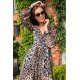 Rochie de vara lunga, voal animal print leopard, cu maneca lunga, vaporoasa, Anamaria 4 - jojofashion.ro