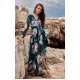 Rochie de vara lunga din voal verde smarald cu flori vaporoasa cu maneca lunga Anamaria 4 - jojofashion.ro
