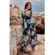 Rochie de vara lunga din voal verde smarald cu flori vaporoasa cu maneca lunga Anamaria 3 - jojofashion.ro