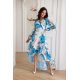 Rochie din chiffon ecru cu flori bleu vaporoasa cu maneca lunga Fiorella 2 - jojofashion.ro