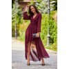 Rochie lunga din voal burgundy cu maneca lunga Jessica