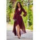 Rochie eleganta lunga din voal burgundy, petrecuta, asimetrica, cu maneca lunga, Jessica 5 - jojofashion.ro