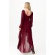 Rochie eleganta lunga din voal burgundy, petrecuta, asimetrica, cu maneca lunga, Jessica 3 - jojofashion.ro