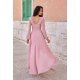 Rochie lunga din voal roz prafuit vaporoasa cu maneca lunga Jessica 3 - jojofashion.ro