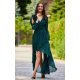 Rochie eleganta lunga din voal verde, petrecuta, asimetrica, cu maneca lunga, Jessica 2 - jojofashion.ro